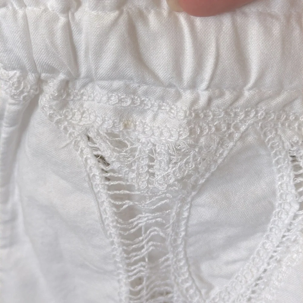 FREE PEOPLE Brittany Embroidered Micro Shorts White Size M - Picture 10 of 10